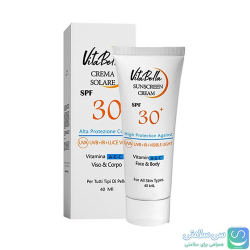 کرم ضد آفتاب spf۳۰ بی رنگ حجم ۴۰ میل ویتابلا ایتالیایی اورجینال